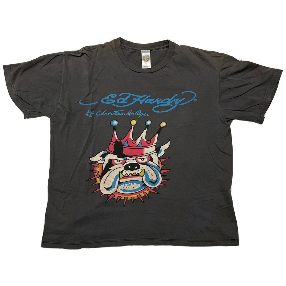 RARE Y2K Vintage Ed Hardy Bull Dog T-Shirt Size Large